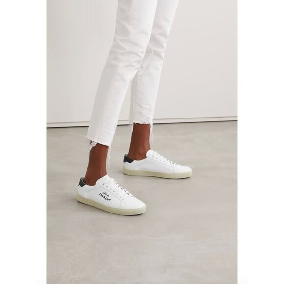 Saint Laurent Court Classic Sl/06 Embroidered Sneakers White Womens 36 6 - Picture 1 of 14